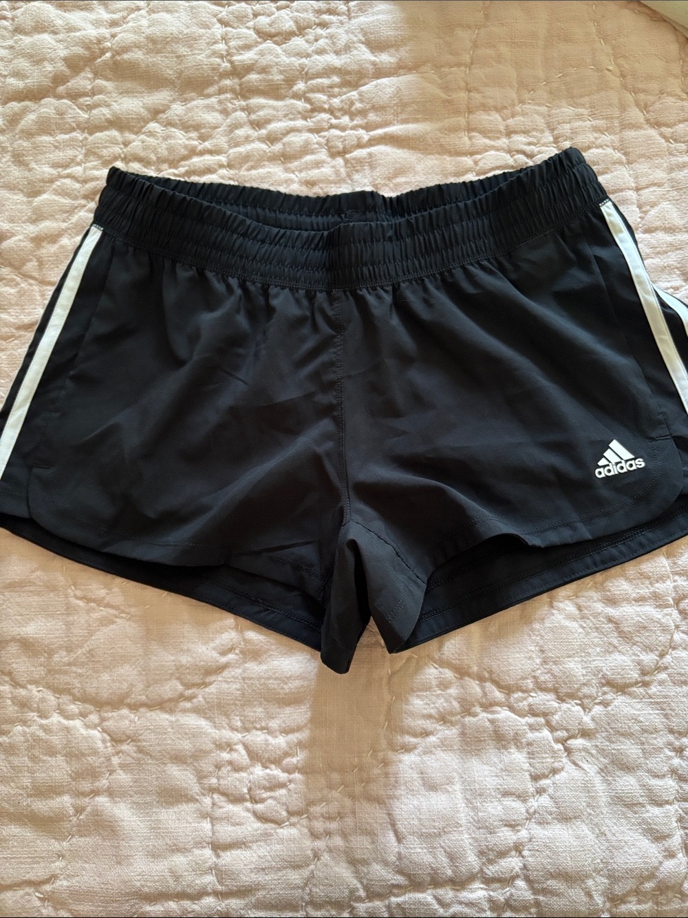 adidas Black Athletic Shorts with White Side Stripes